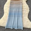 Sweet Spaghetti Strap Knit Dress 2026 Summer Beach Resort Style Trendy Gradient Color Dress