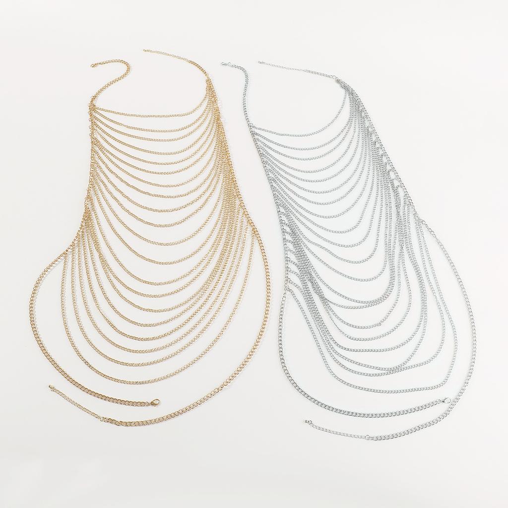 Simple And Fashionable Multi-layer Tassel Chain Chest Chain Sexy Exaggerated Bikini Halter Neck Body Chain For Women