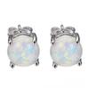 Opal Schmuck Geometrische Sterling Silber Stecker Ohrringe Für Modebewusste Frauen