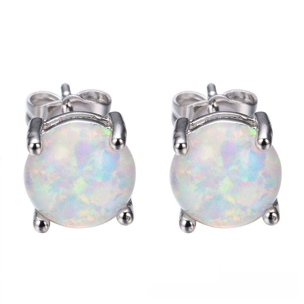 Opal Schmuck Geometrische Sterling Silber Stecker Ohrringe Für Modebewusste Frauen