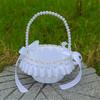 Elegant White And Gold Wedding Decorative Basket For Bridal Ceremonies Parties Decors Durable Fabric Storage Container