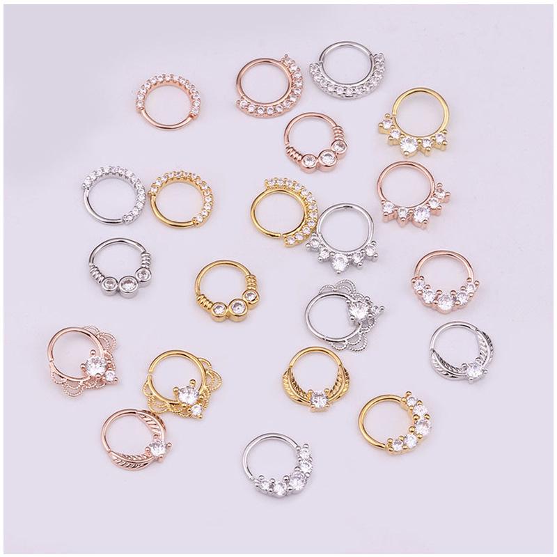 2021 Zircon Nose Ring: Creative Micro-Inlaid Round Septum & Ear Bone Stud Jewelry