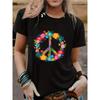 Peace Love Hippie Costume Tie Die 60s 70s Women's Casual Short Sleeve Summer T-Shirt O-Neck Tops Tshirt