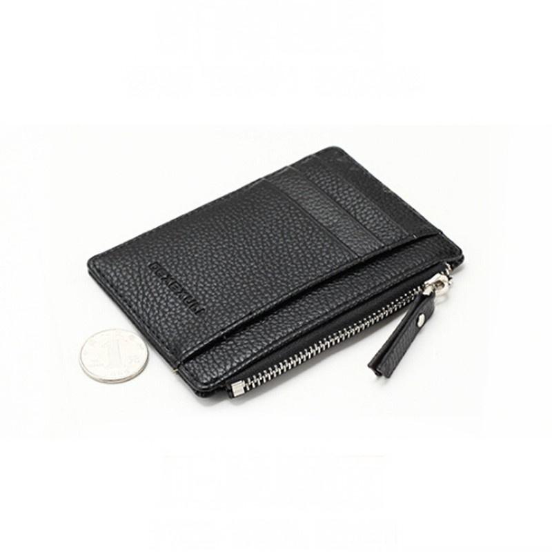 Lightweight Compact Purse Wallet Mini Leather Credit Card Holders Zipper Coin Pocket Bag for Women Men
