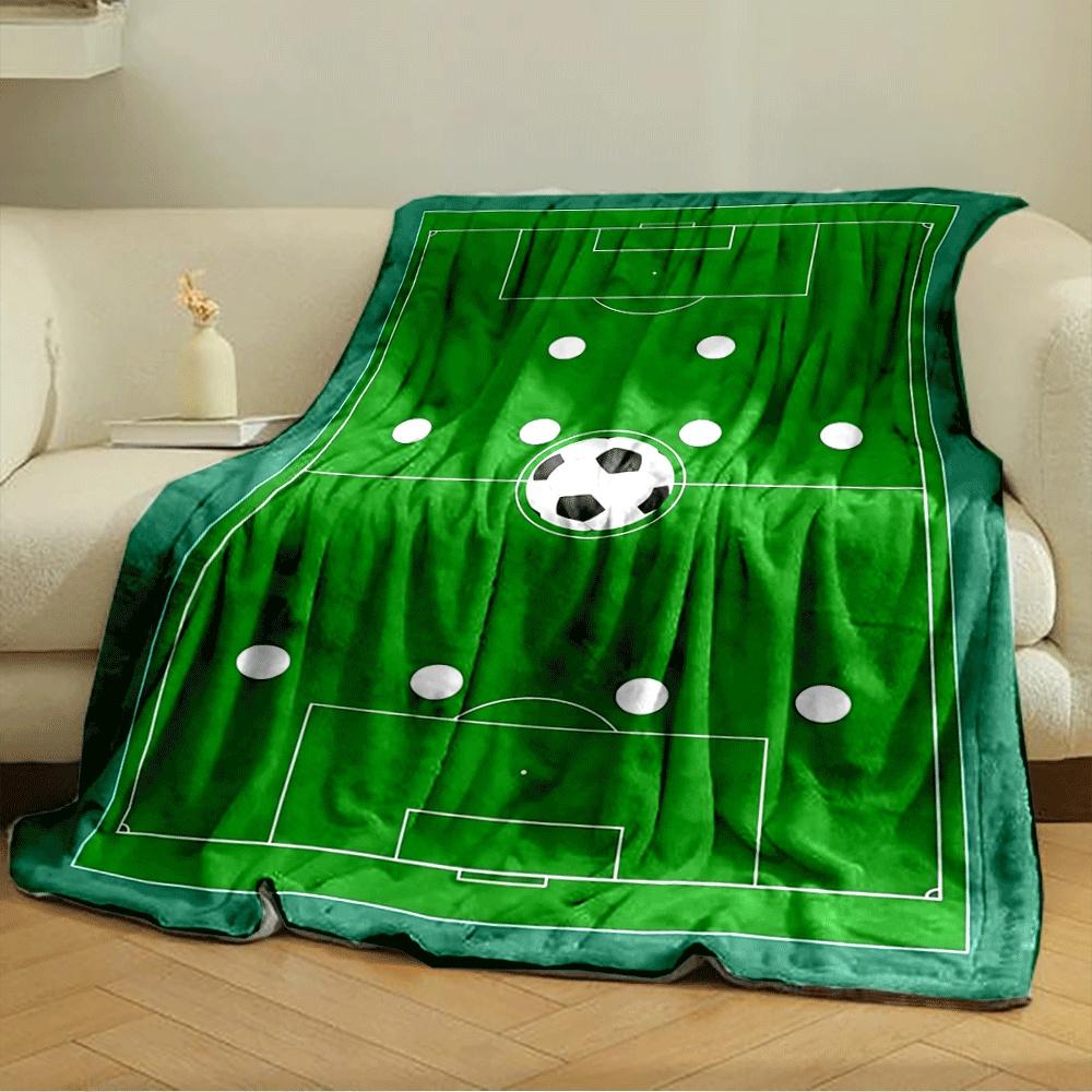 Soccer field layout with player positions and a ball in the center circle. for all seasons blanket lunch break throw gift