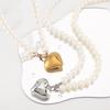 Women European Simple Creative Pearl Sweater Necklace Fashion Popular Heart Shape Multi-Layer Layered Necklace For Women