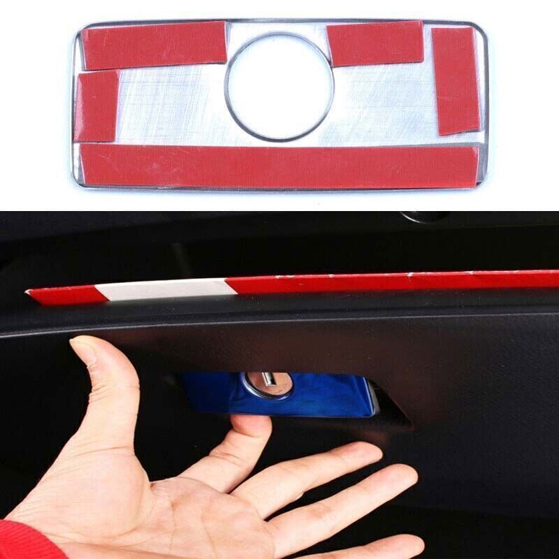 1x Blue Steel Co-Pilot Storage Box Handle Cover Trim For Toyota Highlander 14-19