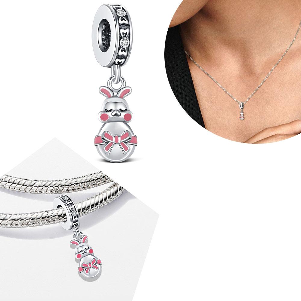 Original Pendant Copper Rabbit Charm Fit 3Mm Bracelet Diy For Women Classic Easter Egg Beads Daily Gift Fine