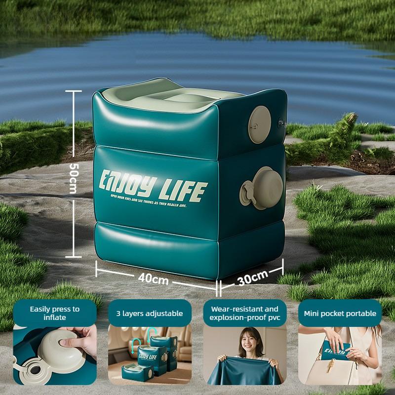 

Portable Stools Outdoors Square Inflate Ottomans Living Room Foldable Stools Modern Garden Multifunctional Adjustable Ottomans циан
