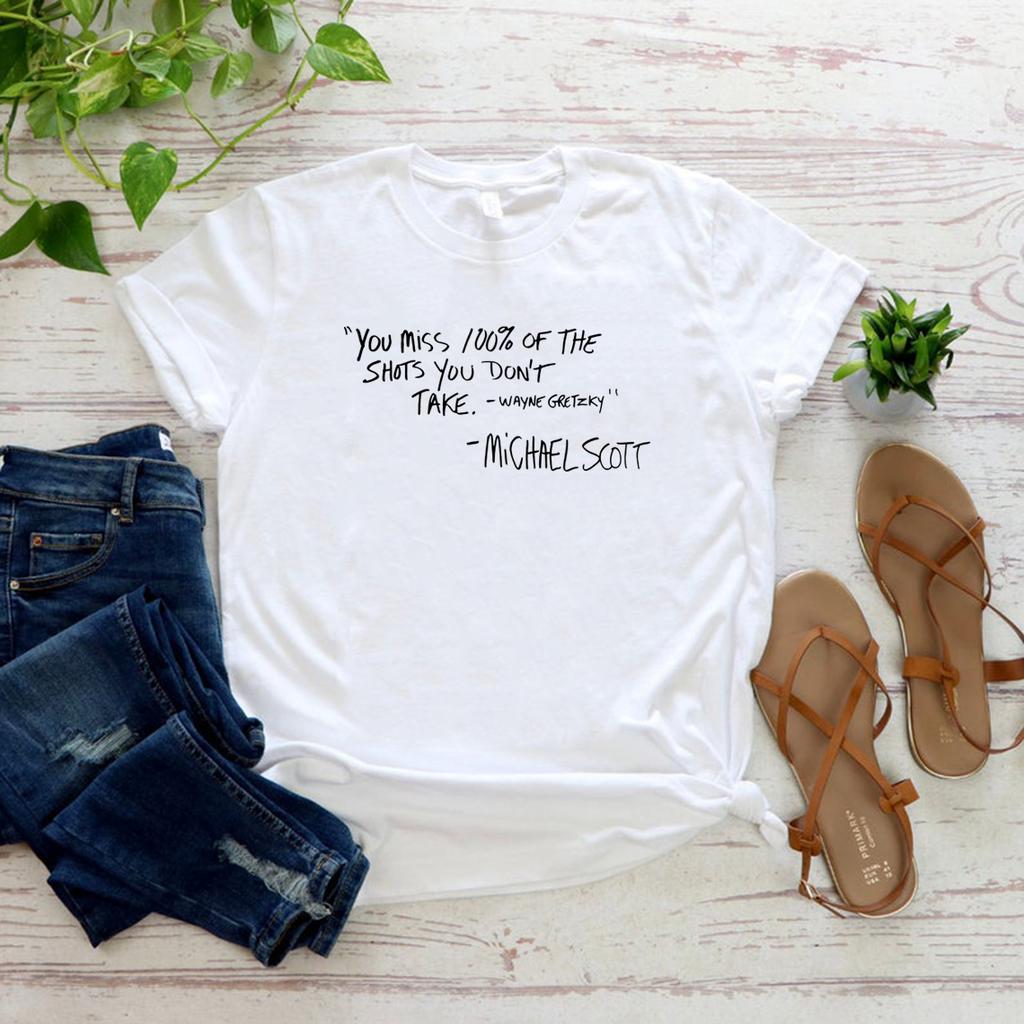 You Miss 100 of The Shots You Dont Take Quote Shirt Michael Scott Tee The Office Tshirt Funny Graphic T Shirts Unisex Tshirt