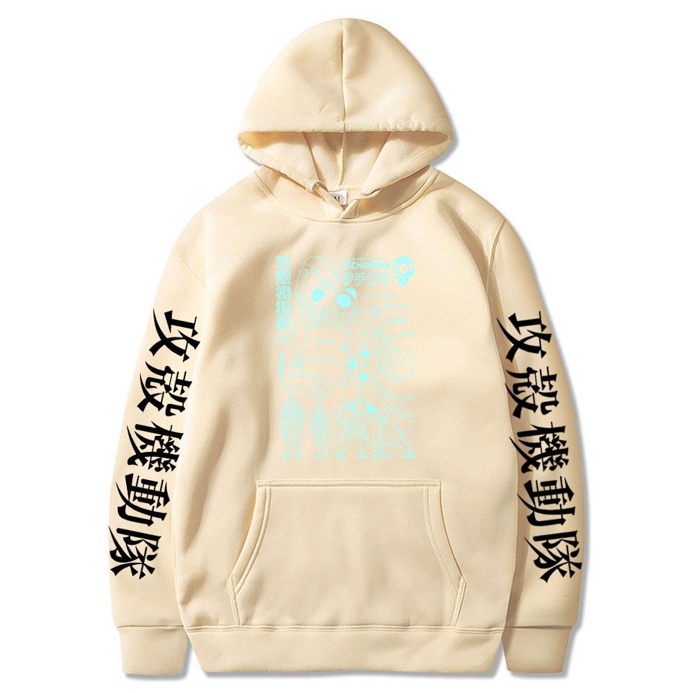 Japan Anime Ghost In the Shell tisk Pánské mikiny s kapucí mikiny Harajuku Kusanagi Motoko Neformální Oversized Streetwear