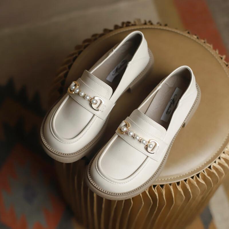 

Xiaoxiangfeng soft-soled small leather shoes new versatile women s shoes fashion temperament single shoes women s shoes thick sole 40