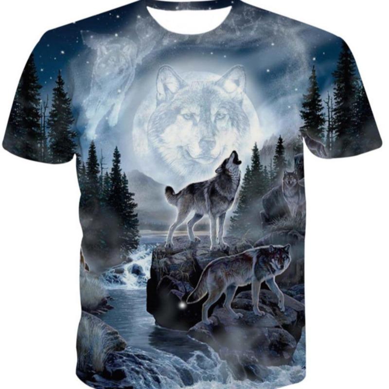 

3D Digital Printed Round Neck T-shirt for Men Fashion Short Sleeved T-shirt S