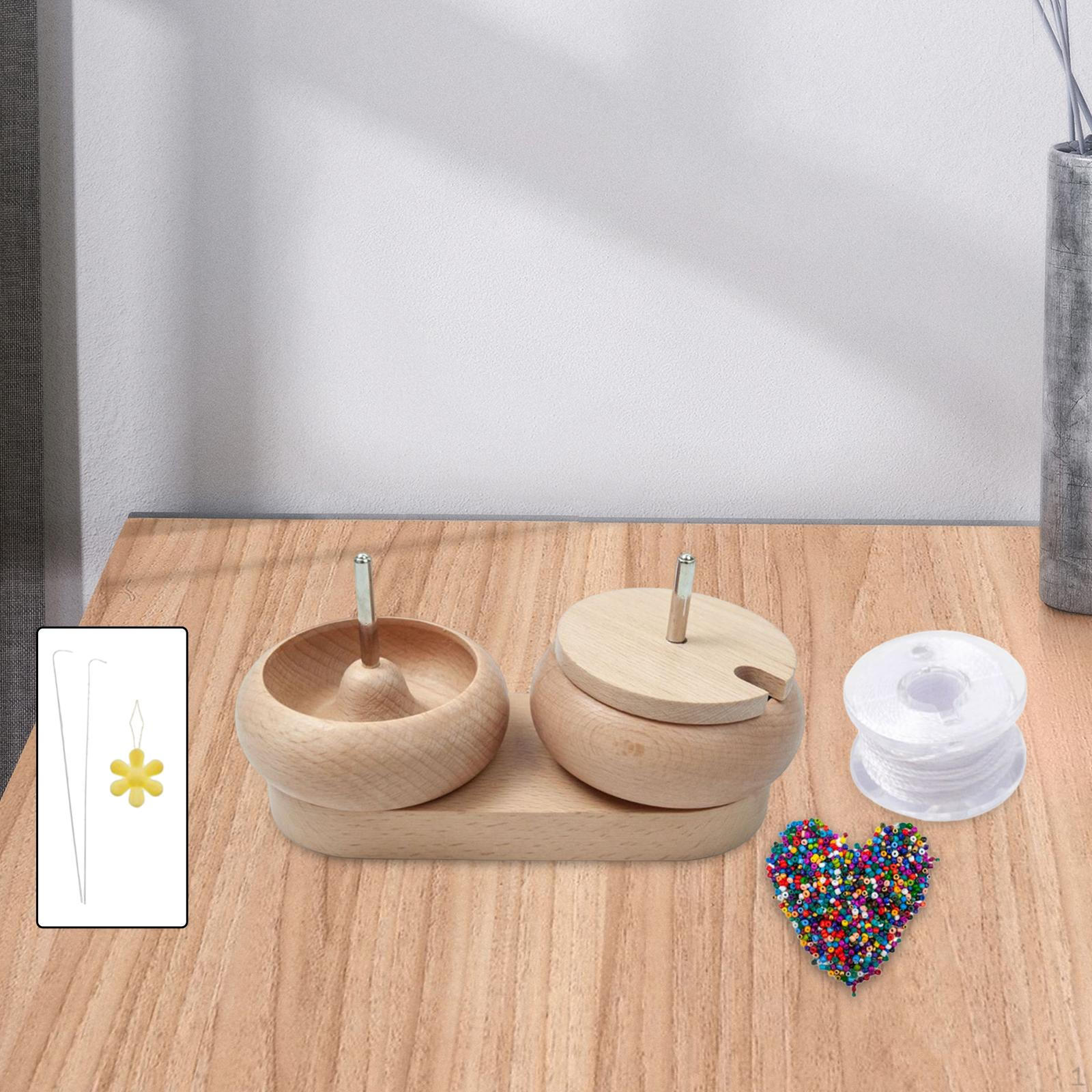 Wood Bead Spiner, Spiner Beads Loader DIY Jewelry Making Handicraft Tools Loom Kit for