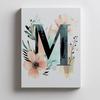 Plakat Litera "M" W Kolorowych Kwiatach I Liściach Plakat Litera "M" W Kolorowych Kwiatach I Liściach, 50X70 Cm, Bez Ramy, Papier Matowy 230 Gsm