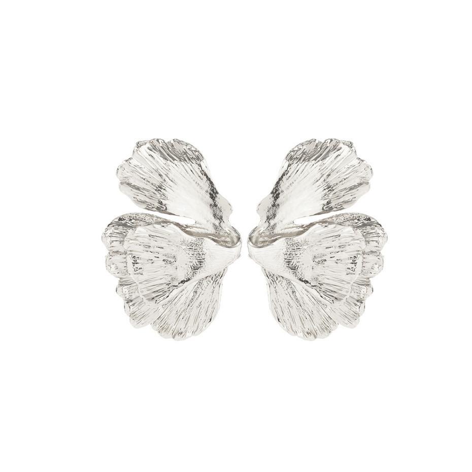 Goth Geometric Metal Petal Flower Stud Earrings for Women Fashion Statement Trendy Gold Color Piercing Earrings Y2K Accessories