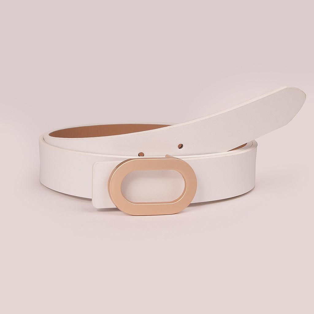 Elegant Geometric Style Faux Leather Belt With Metal Snap Fastening For Office Wear