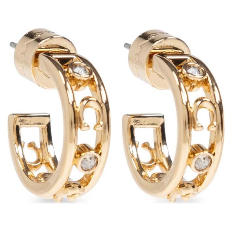 COACH Logo Decoration Brass Earrings Women s Gold