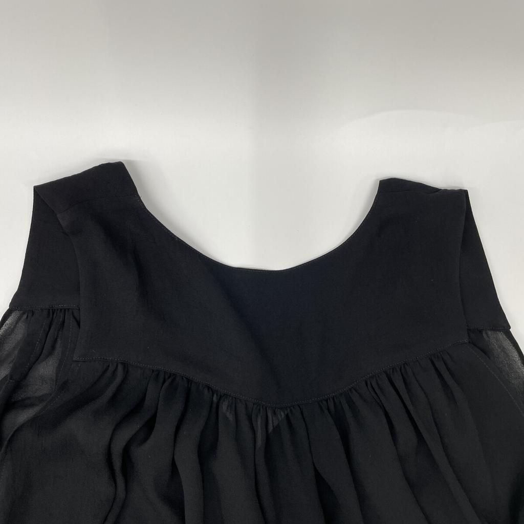 Deuxieme Classe 25-040-500-4010 25-year-old black triacetate chiffon V-neck dress dress F blackUsed