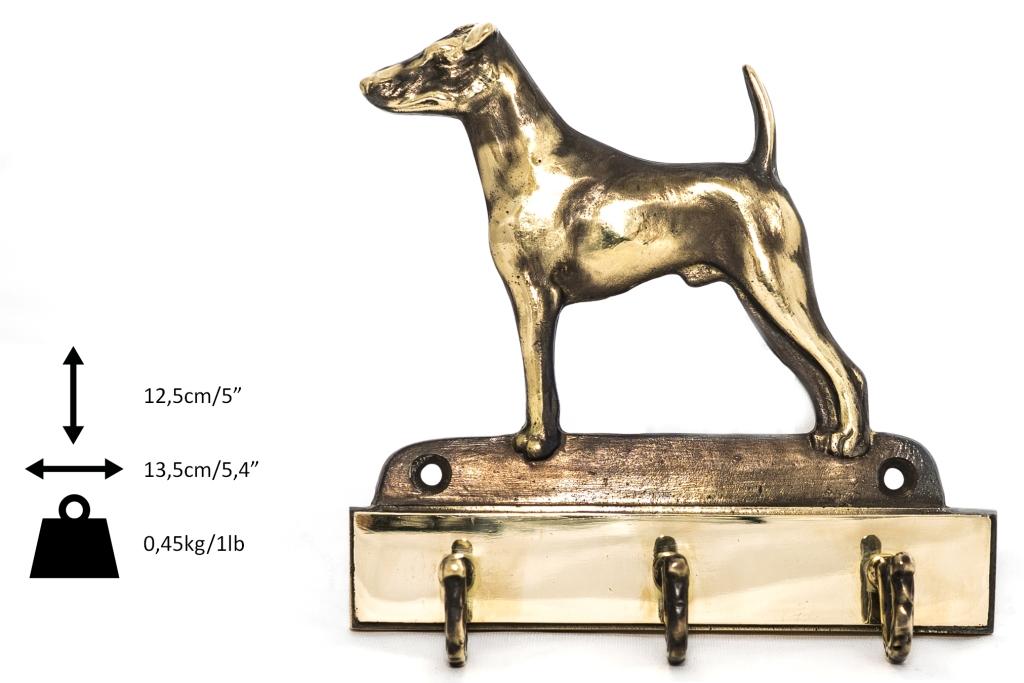 Foksterier Krótkowłosy - Wieszak Na Klucze Z Psem, Mosiężny Uchwyt Na Psie Akcesoria, Elegancka Ozdoba Do Korytarza Marki Art-Dog