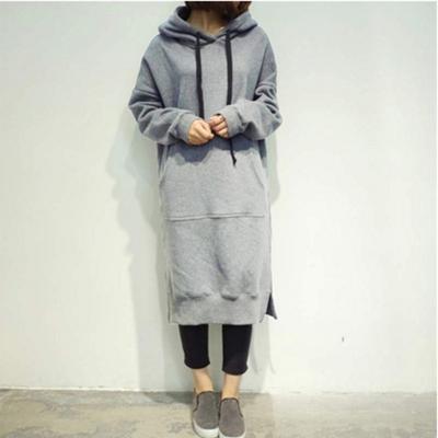 Autumn and Winter Women's Plus Size Long Loose Hooded Sweatshirt