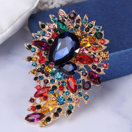 Vintage Crystal Brooch Anti-oxidation Anti-rust Alloy Lapel Pin Chic Colorful Crafted Pin Gift for Her