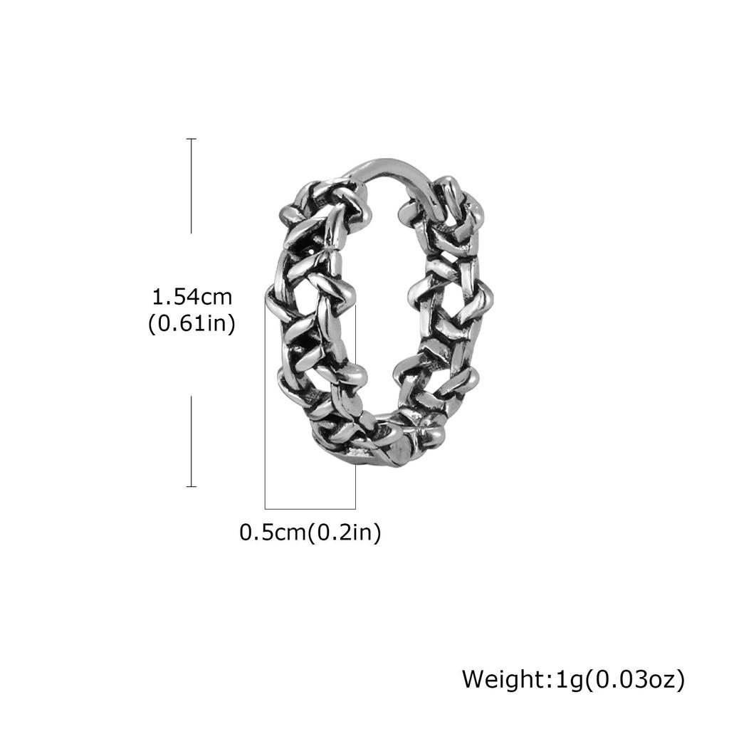 Punk Weaving Hoop Earrings for Men Boys,Stainless Steel Pentagram Huggies Hoop Earrings,Hip Hop Vintage Jewelry Gift