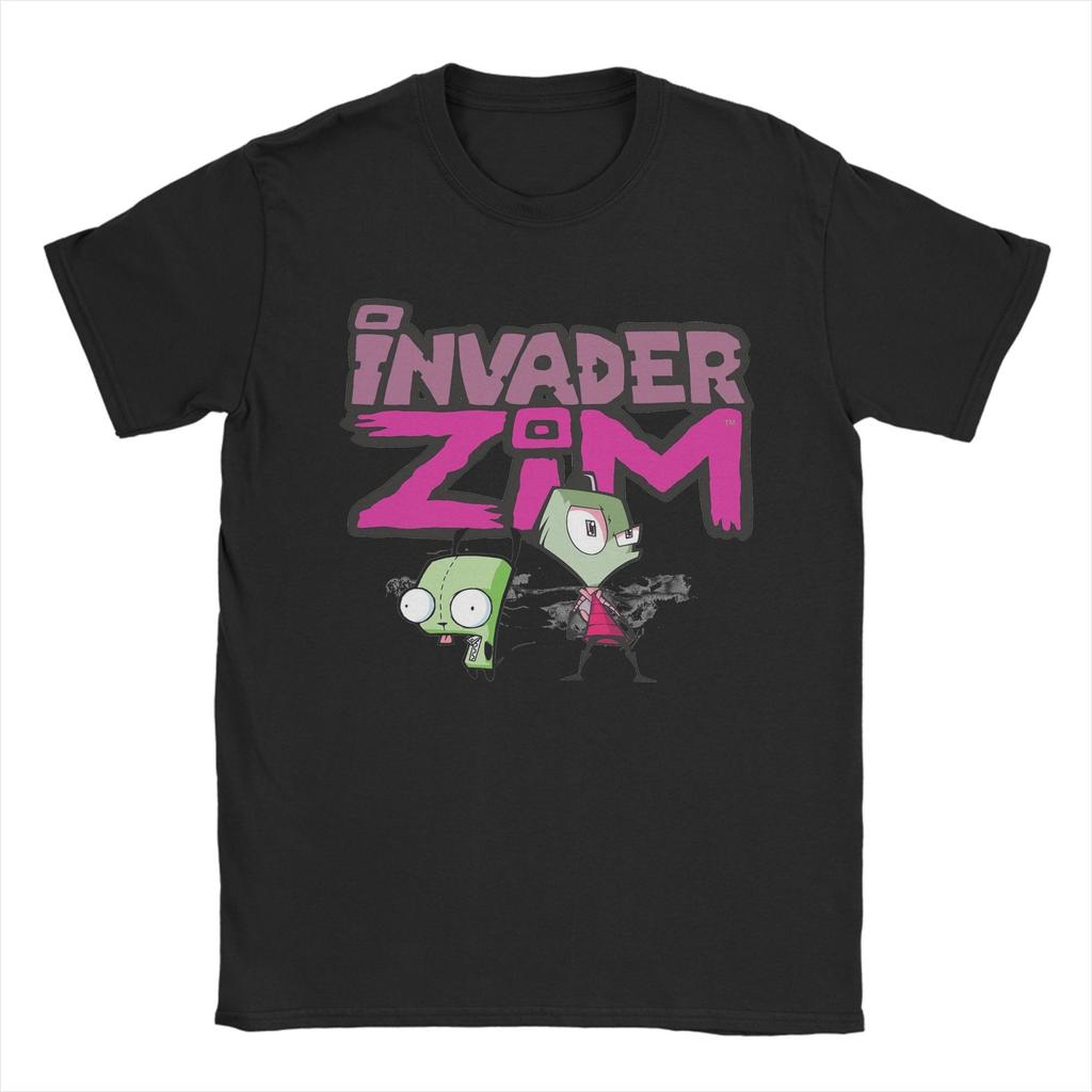 Funny Invaders Zims GIR T Shirt Men's Cotton Short Sleeve Crewneck Summer Clothes
