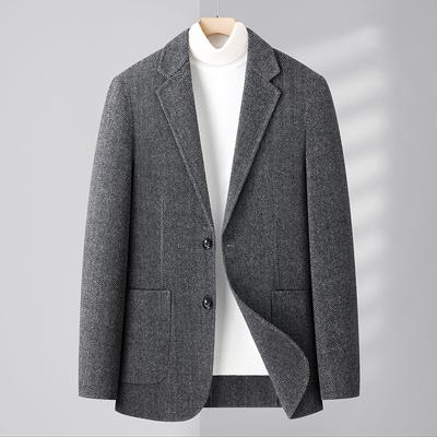 Autumn Men's Woolen Suit Men's Top Fashion Urban Single-breasted Twill Youth Blazer