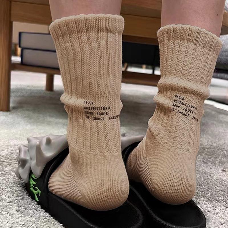 Men Vintage Knitted Sports Socks Solid Thickened Socks Letter Medium Tube  Socks Japanese Harajuku  buy the best products in the Ayzeze online store