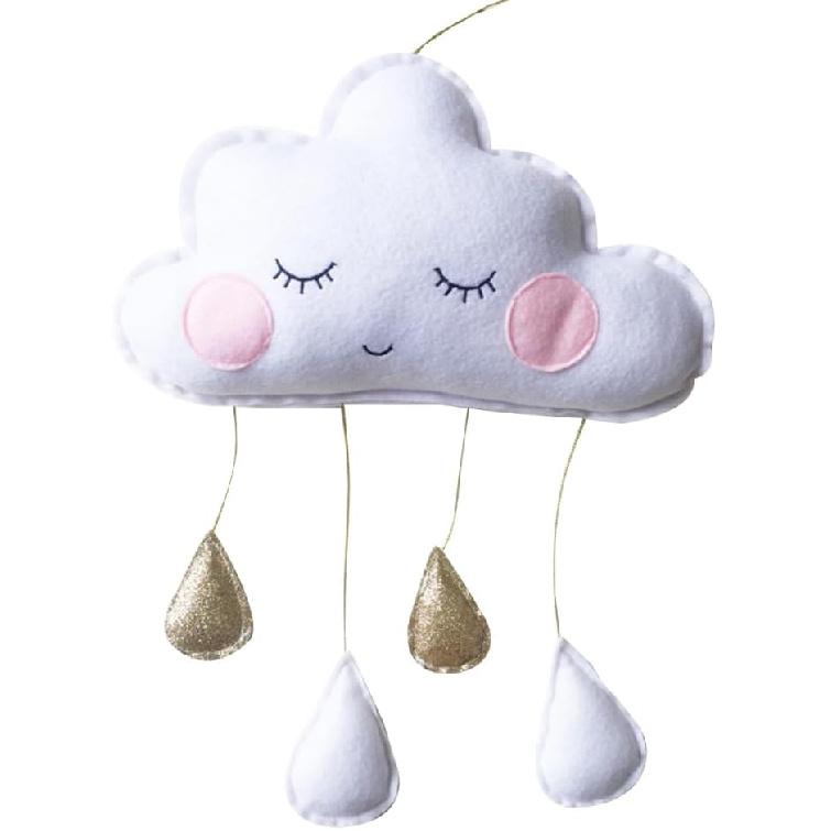 

Фетровое белое облако, подвесное украшение с золотой каплей дождя - Фетровый декор в форме облака для детской палатки, детской комнаты и спальни - Подвеска-капля дождя ручной работы для Medium как