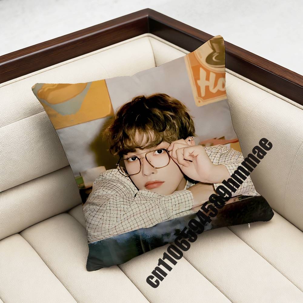 For A-Ateez K-Kim Hong Joong Throw Pillow Case Sham 45X45Cm 40X40Cm Square Car Pillowcase Pad Cushion Cover