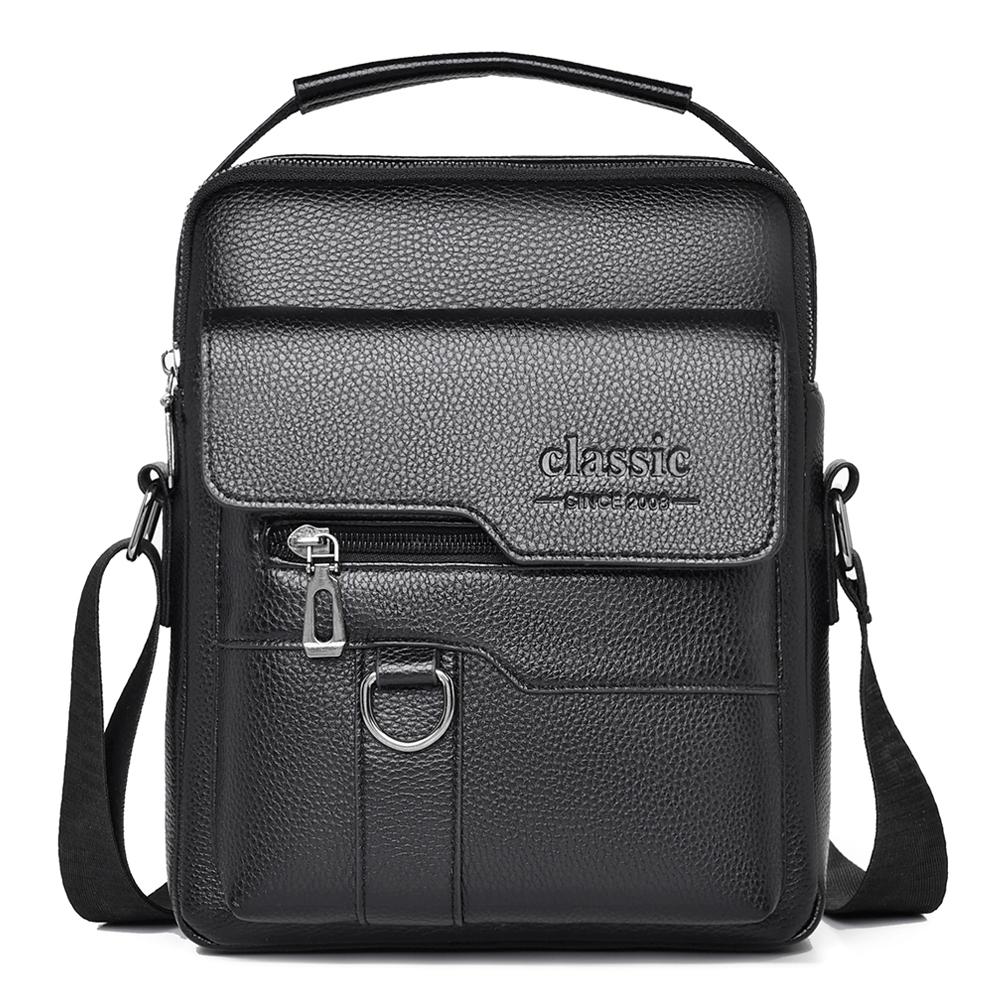 

WEIXIER Мужская сумка-мессенджер кожаная сумка через плечо водонепроницаемый портфель-ранец дорожная сумка чёрный