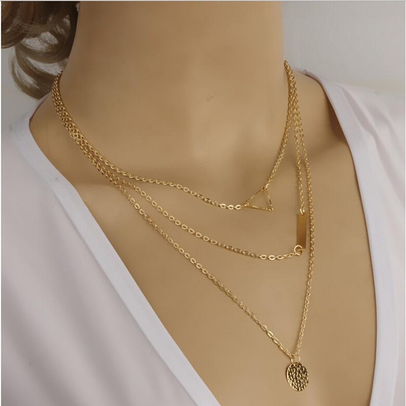 Multi Layer Necklaces Triangle Round 