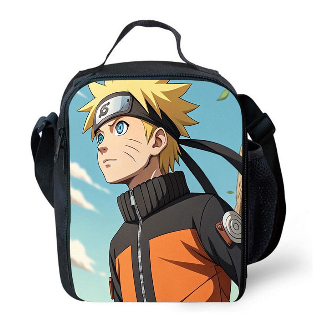 Cartoon NARUTO Insulated Cooler Lunch Bag Cute Portable Lightweight Picnic Bag for Boys & Girls Age 5-10 Kids Daily Food Bag