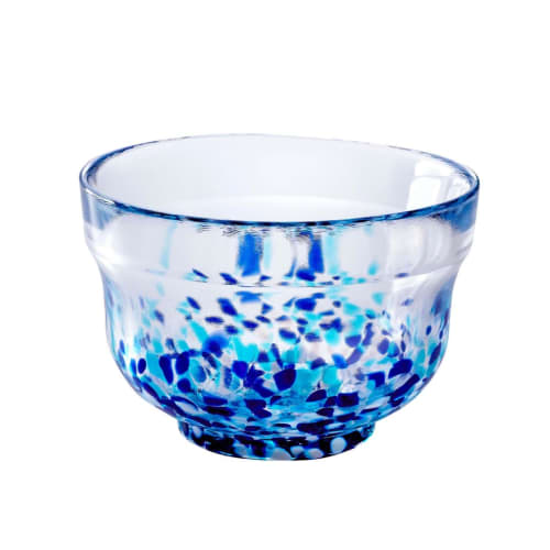 Yamakiikai Crystal Matcha Bowl, Blue and White, W614