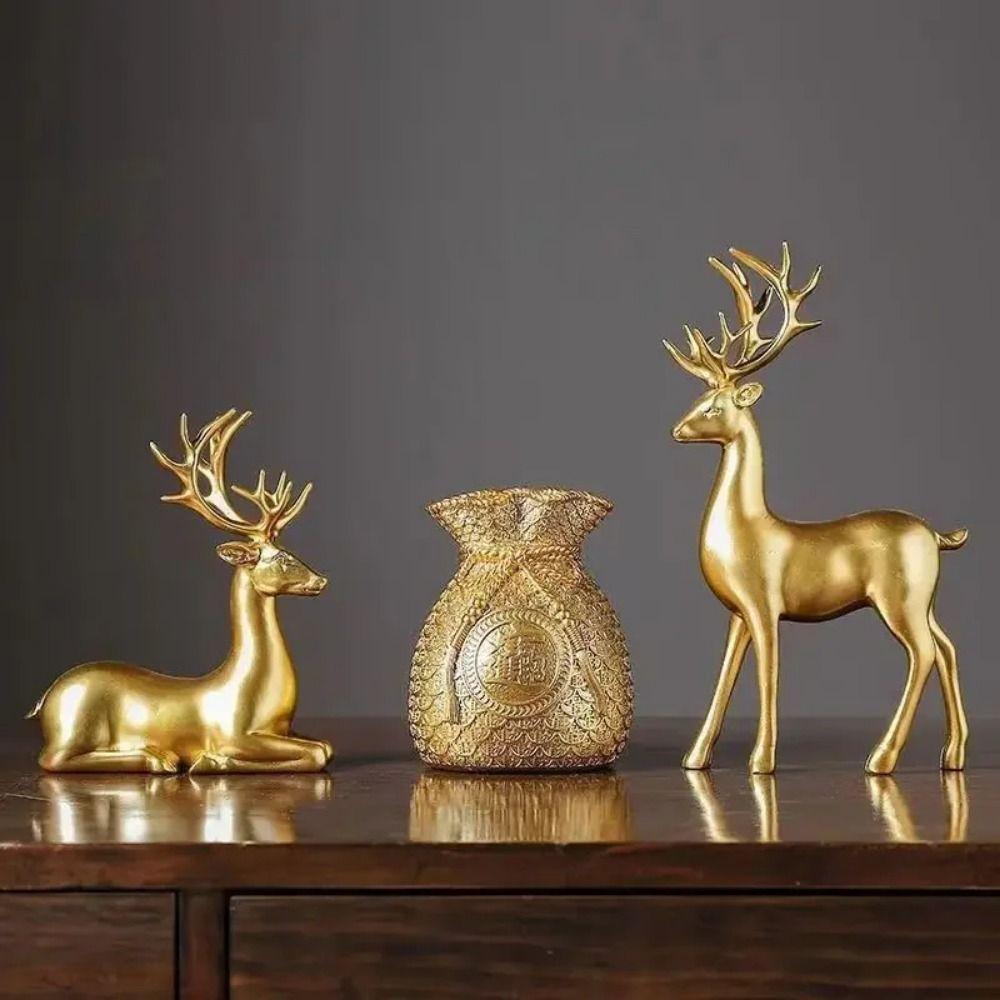 Creative Reindeer Sculpture Sitting/Standing Position Christmas Deer Statue  Mantle Display