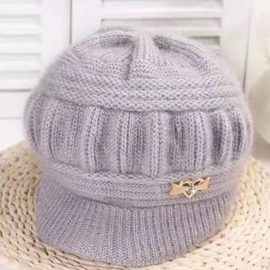 

Новый стиль женской зимней шерстяной вязаной шапки с флисом и уплотнением, шапка для мамы, зимняя шапка one size серый