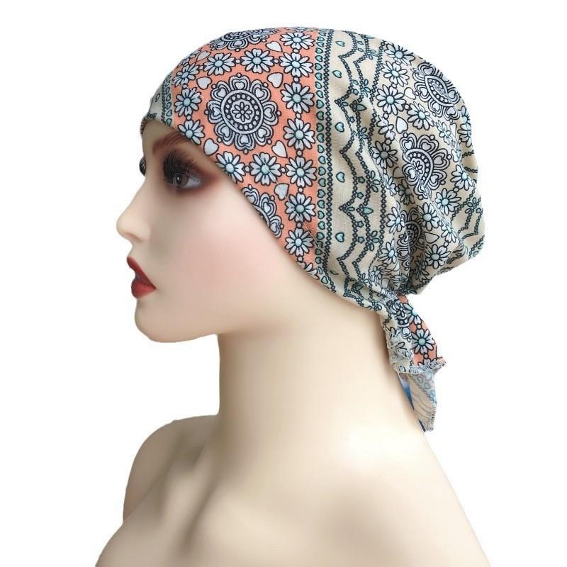 Headwrap Fashion Casual Floral Print Turban Chemotherapy Hat Women National Wind Cotton Hat Bandana
