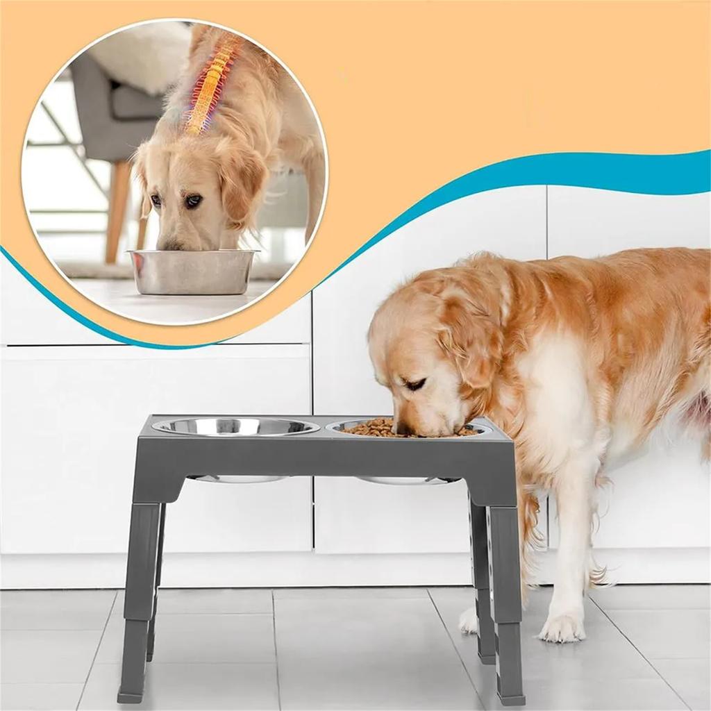 Stainless Steel Lifting Dog Bowl Elevated Double Bowl Adjustable Feeder Pet Floating Bowl Slow Food Bowl Food Bowl