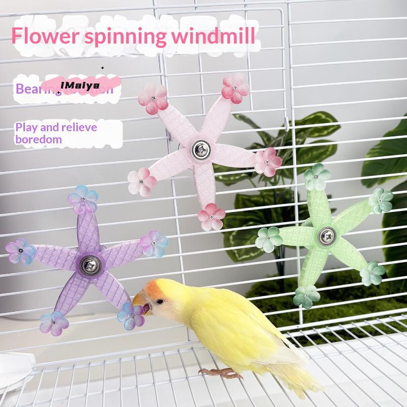 M-Interactive Rotating Windmill Parrot Relieve Boredom Toy Bird Mental Stimulation Entertainment Gnawing Cage Accessories Toy
