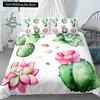 Cactus King Queen Duvet Cover Succulents Bedding Set for Kids Teens Adults Green Botanical Flowers 2/3pcs Polyester Quilt Cover