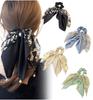 Herbeluemily Scrunchie Ribbon Hair Large Hair Tie with Floral and Pearl Hair Tie for Size and Accessory, Pattern, Adults, 4A, Black, Beige, Blue,