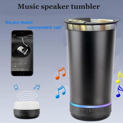16oz Bluetooth-högtalare Isolerad mugg, Kaffemuggar, Rostfri ölmugg, Bärbar utomhusbil Glassmugg med flasköppnare