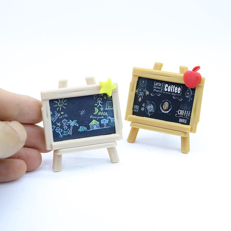 1 Set Dollhouse Miniature Coffee House Signboard & Painting Board Palette Model - Cute Doll Kitchen Home Decor Accessories