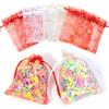 10pcs/lot Organza Gift Bags Snowflake Drawstring Pouches For Wedding New Year Christmas Party Candy Jewelry Gifts Packaging Bags
