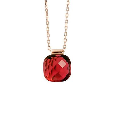 Halskette - LOVA LOLA VAN DER KEEN - LINEA MODA - Echter roter Kristall - 925er Silber - Roségold