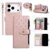 For iPhone 17 16 15 14 13 12 Pro Max Crossbody Strap Multi-Functional Delicate Leather Comfortable Grip Zipper Bag Wallet Case