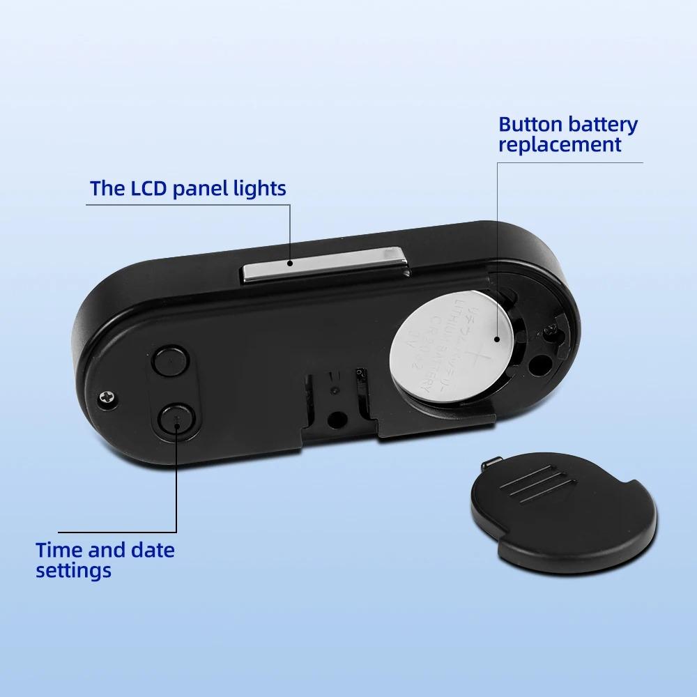 3-in-1 Mini Car Clock 7.5cm Digital Display - Temperature & Night Light for Dashboard
