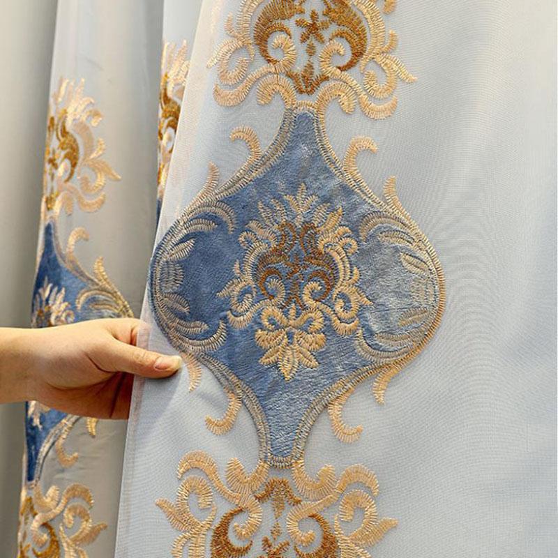 Cortinas Dupla Camada Cortinas Bordadas Quarto Casa Cortinas Blackout Sala de Estar com Varão de Cortina de Fio